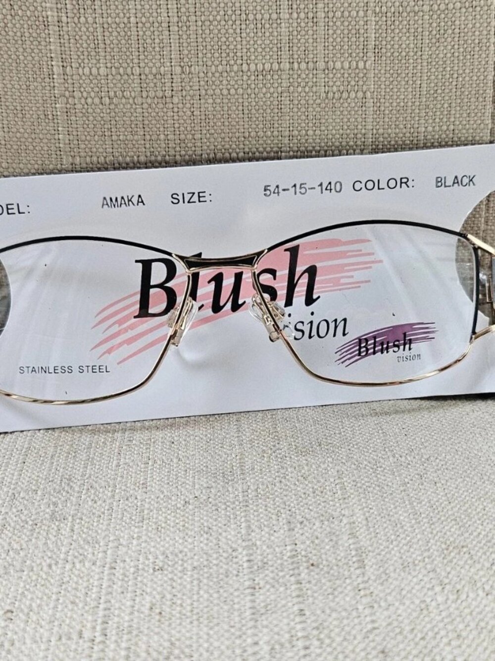 Blush Vision Women Eyeglasses Frame Gold/Black Tone AMAKA Eyewear Glasses NWT